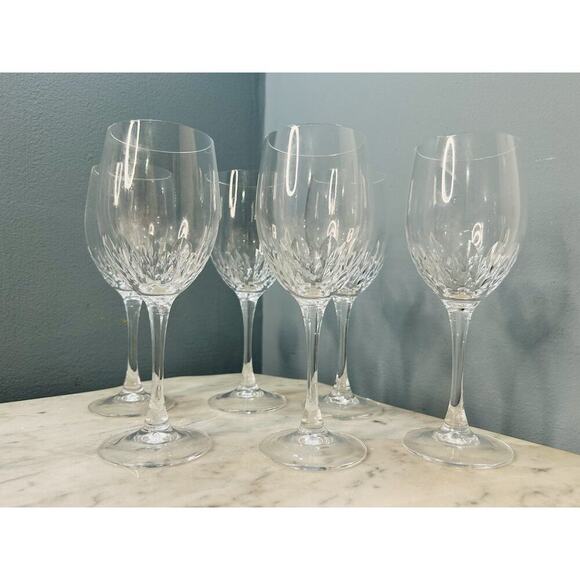 6 Cristal D’Arques-Durand Capella Crystal 8” Wine Glasses Water Goblets Vintage - Picture 10 of 13